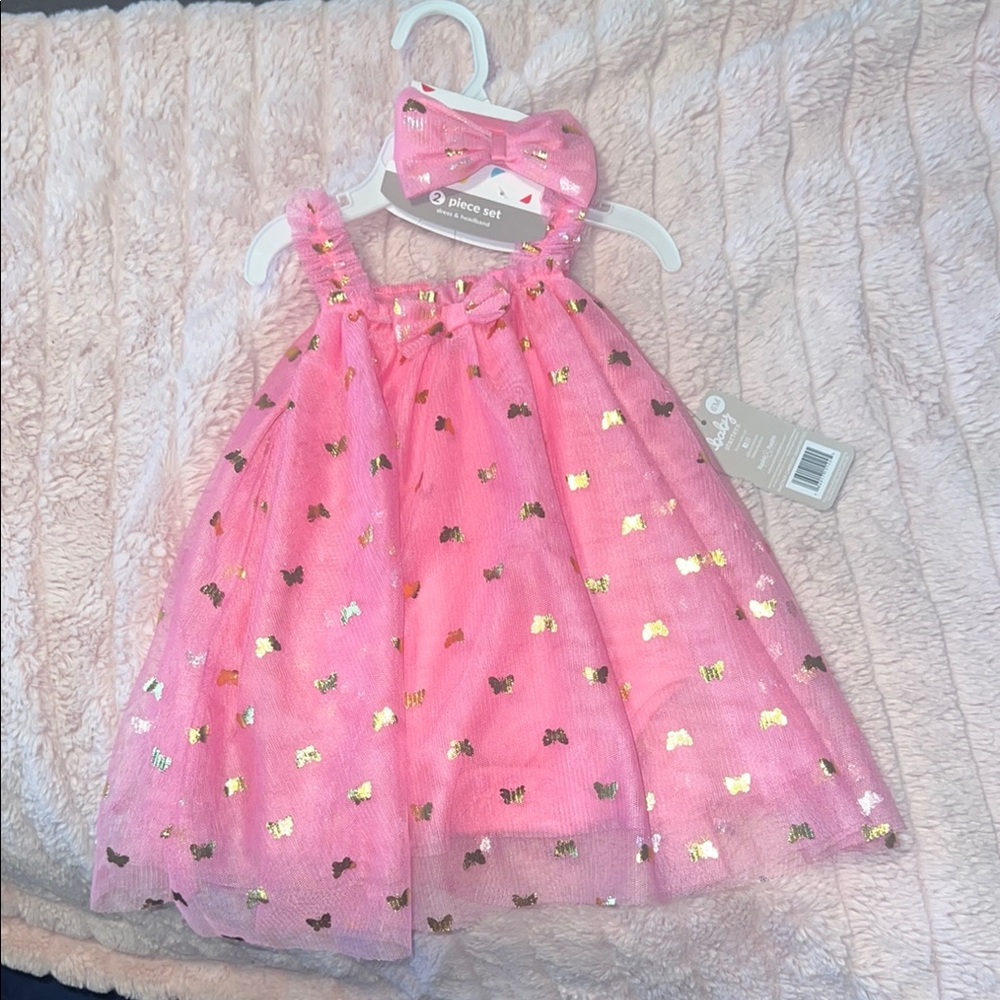 Pink Dress with Gold Accents